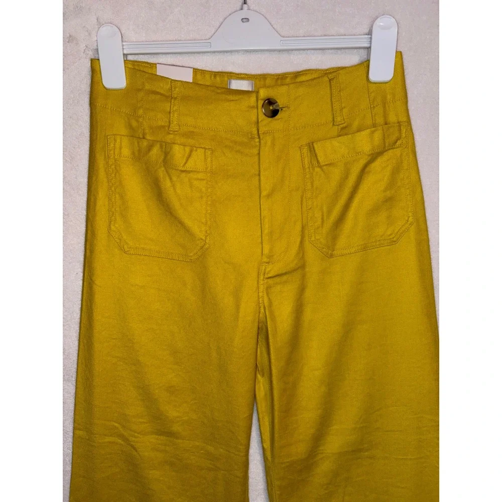 Maeve The Colette Wide Leg Cropped Pants Limelight Yellow Size 28 NWT - Picture 3 of 10